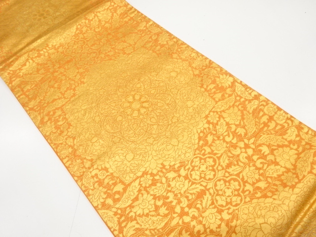 華紋に花更紗模様織り出し　袋帯